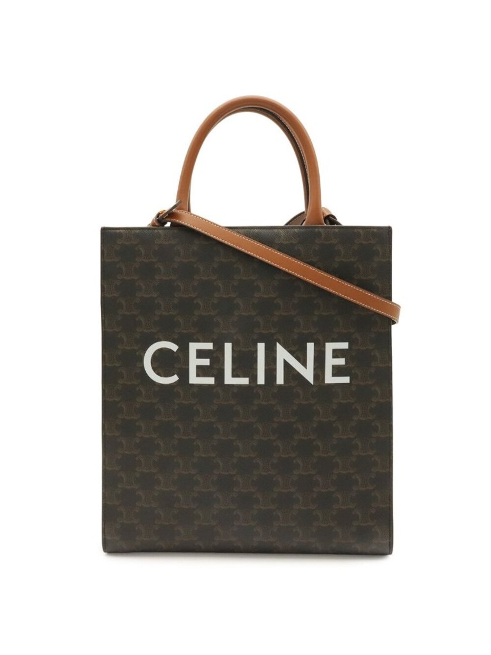 Celine Small Vertical Cabas Tote 2-Way Shoulder Bag Triomphe Canvas Leather